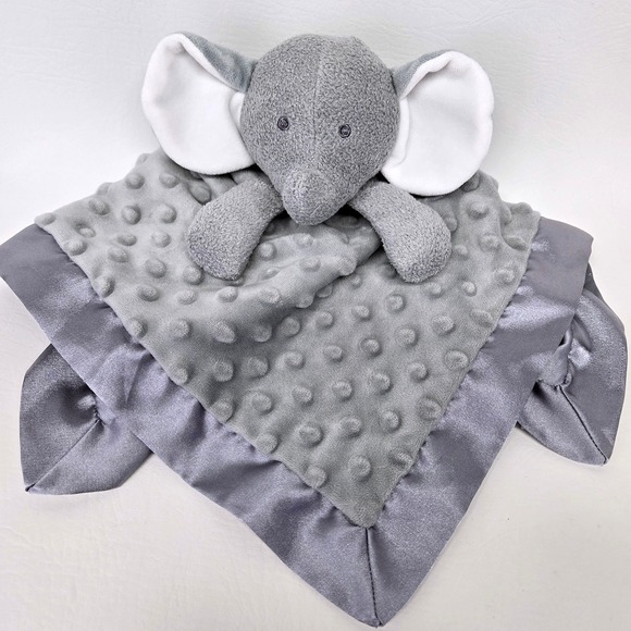 Babycolor Other - BabyColor Elephant Security Blanket Gray Minky Dot Satin Lovey Plush Snuggler